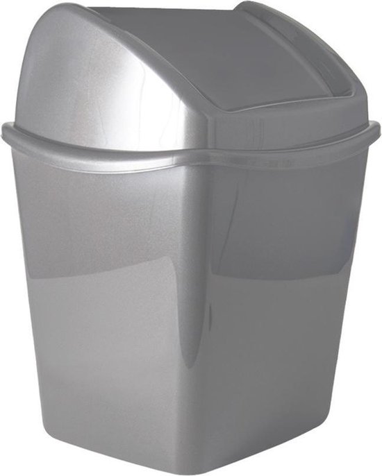 bereiden patroon schieten Grijze vuilnisbak/afvalbak met klepdeksel 1,1 liter - Kleine... | bol.com