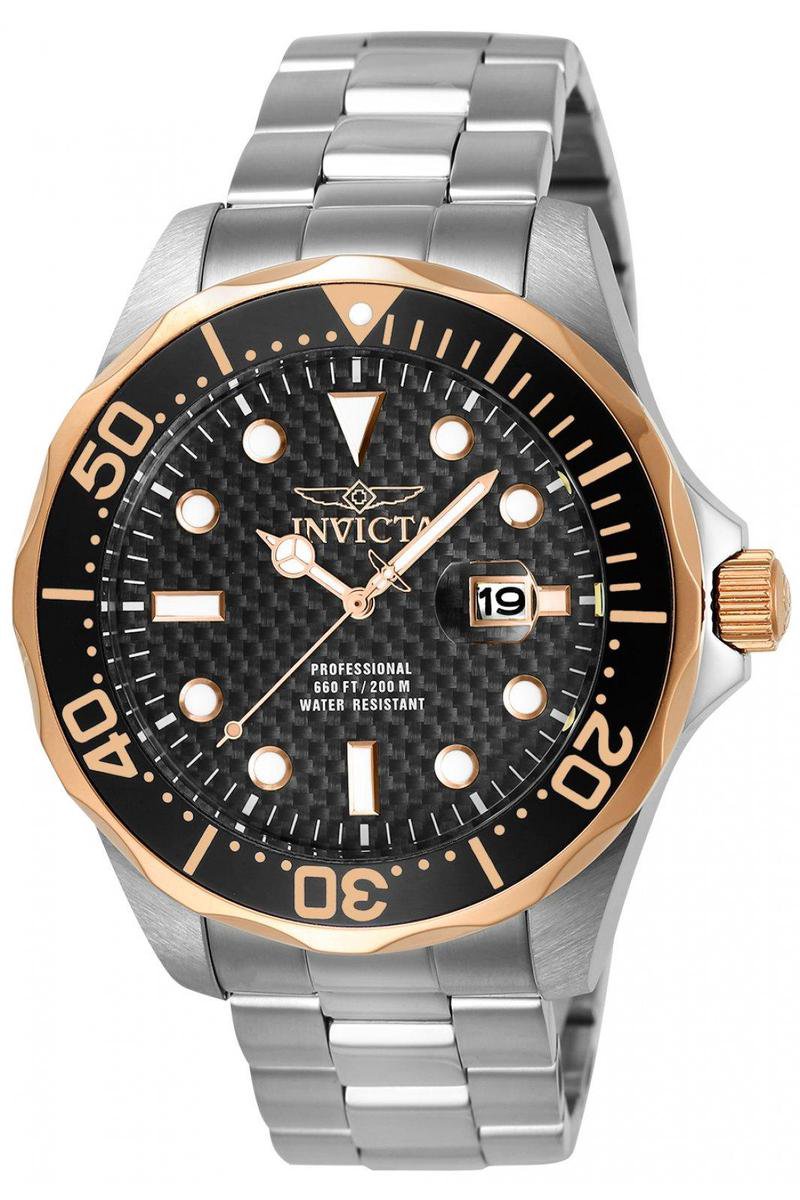 Invicta Pro Diver 12567 Heren Horloge - Waterdicht - Analoog - Quartz Uurwerk - Roestvrij Staal met zwarte Wijzerplaat - 47mm