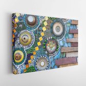Close up Art Wall Mosaic,Marble, Stone Textured of Public Temple at North of Thailand - Modern Art Canvas - Horizontal - 572233756 - 80*60 Horizontal