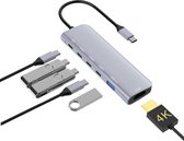 6-in-1 USB-C Hub met HDMI + 3 x USB-C + 1 x USB-A + 1 x USB-C (opladen)