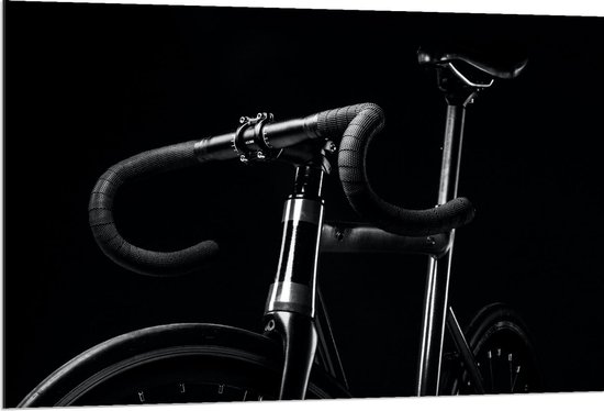 Dibond - Mooie Zwarte Wielrenfiets - 120x80cm Foto op Aluminium (Met Ophangsysteem)