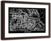 Foto in frame , Plattegrond Amsterdam  , 120x80cm , Zwart wit , wanddecoratie