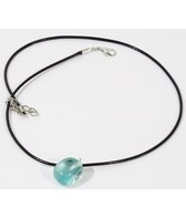 leren ketting met obsidiaan blauw druppelhanger