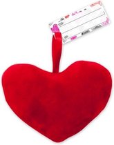 Verhaak Pluche Hart - Valentijn Cadeautje Vrouw – Hart Knuffel met Naamkaartje - 12 cm – Rood