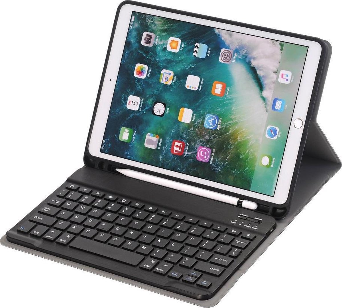 Toetsenbord Hoes geschikt voor Apple iPad 10.2 - 2019 / 2020 / 2021 - met Pencil Houder en Standaard - Zwart