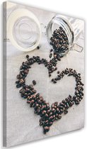 Schilderij Koffie hart, 2 maten, wit/bruin (wanddecoratie)