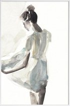 JUNIQE - Poster in kunststof lijst Aquarel meisje -40x60 /Grijs &