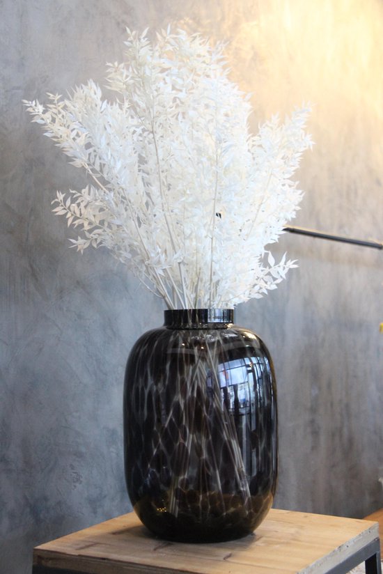 bol.com | Cheetah vaas kleur zwart stevig glas | Cheetah black glass vase |  Tijgervaas |...