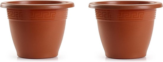 4x stuks bloempot terra cotta rond diameter 20 cm - Bloemen/plantenbak/plantenpot van kunststof