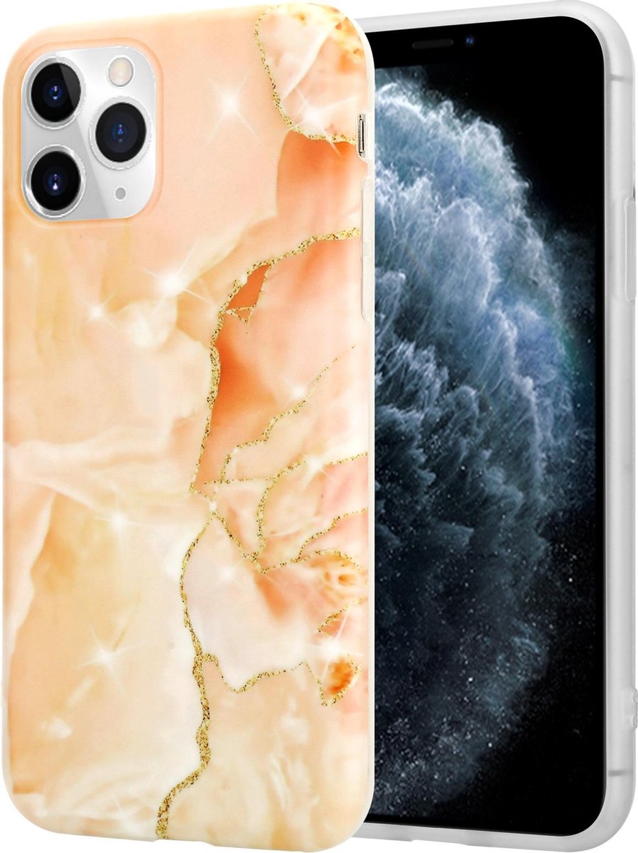 ShieldCase geschikt voor Apple iPhone 11 Pro hoesje marmer - oranje