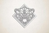 Line Art - Ijsbeer 1 met achtergrond - XS - 25x25cm - Wit - geometrische wanddecoratie