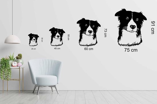 Décoration murale - Curious Border Collie - S - 55x45cm - décoration murale - Line Art