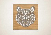 Line Art - Tijger vierkant - XS - 25x25cm - Eiken - geometrische wanddecoratie