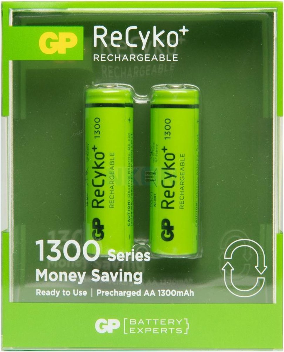 GP ReCyko+ Oplaadbare AA-batterijen - 1300 mAh - 2 stuks