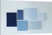 Dibond - Blauwe Kleurenwaaier - 150x100cm Foto op Aluminium (Wanddecoratie van metaal)
