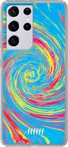 6F hoesje - geschikt voor Samsung Galaxy S21 Ultra -  Transparant TPU Case - Swirl Tie Dye #ffffff