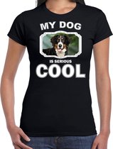 Berner Sennens honden t-shirt my dog is serious cool zwart - dames - Berner Sennen liefhebber cadeau shirt M
