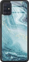 Leuke Telefoonhoesjes - Hoesje geschikt voor Samsung Galaxy A51 - Marmer blauw - Hard case - Marmer - Blauw
