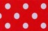 SR1203-07 Satin white Polka Dots 38mm 20mtr red/white dots