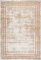 Flycarpets Paris Vintage Vloerkleed Beige - Lijstmotief - Laagpolig Tapijt - 160x230 cm