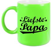 Liefste papa mok / beker neon groen voor Vaderdag/ verjaardag 330 ml