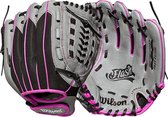 Wilson Honkbal - MLB Softbal Handschoen - A400 - Flash - Kinderen - Zwart/Paars - 12 inch