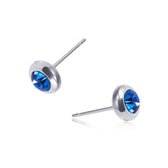Aramat jewels ® - Aramat jewels-oorbellen-zirkonia- zweerknopjes-donker blauw- chirurgisch staal- 6mm-zilverkleurig