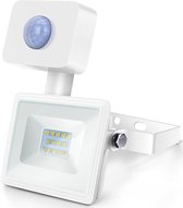 LED Bouwlamp 10 Watt met Sensor - LED Schijnwerper - Aigi Sunny - Natuurlijk Wit 4000K - Waterdicht IP65 - Mat Wit - Aluminium - BES LED