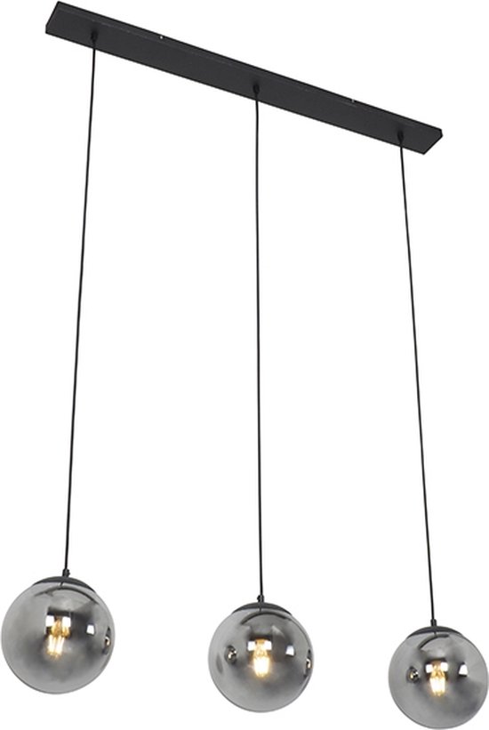 QAZQA pallon - Art Deco Hanglamp eettafel voor boven de eettafel | in eetkamer - 3 lichts - L 1000 mm - Zilver - Woonkamer | Slaapkamer | Keuken