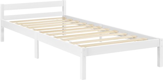 Houten bed Nakkila grenen met bedbodem 90x200 cm wit