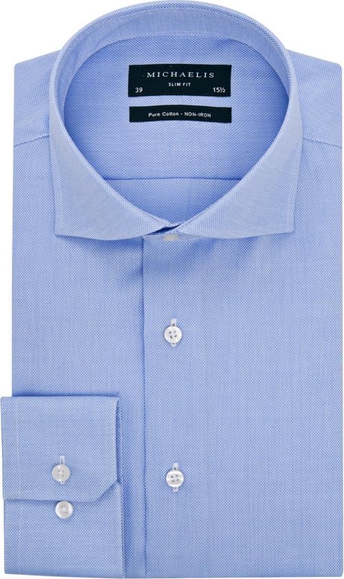 Michaelis Uni Blauw Oxford katoenen overhemd-boordmaat: 45 Pasvorm:Getailleerd Michaelis Overhemden