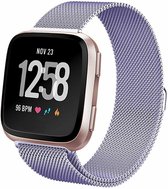 Milanees Smartwatch bandje - Geschikt voor  Fitbit Versa / Versa 2 Milanese band - lichtpaars - Maat: S - Horlogeband / Polsband / Armband