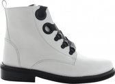 Tango | Pleun fat 53-k white leather/big rings black/ski hooks - black sole | Maat: 37