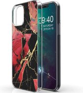 iMoshion Design voor de iPhone 12 Mini hoesje - Marmer - Gebroken Rood