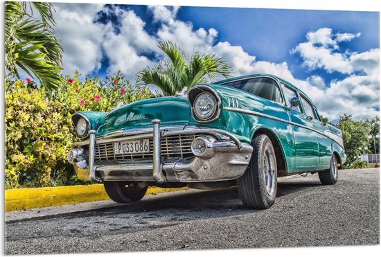 Acrylglas - Blauwe Auto - 120x80cm Foto op Acrylglas (Met Ophangsysteem)