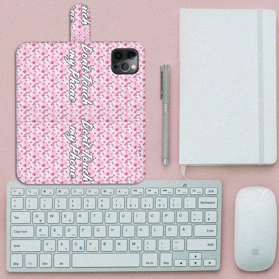 Etui Housse pour Apple iPhone 12 Pro Max Coque Téléphone Fleurs Roses Do Not Touch My Phone