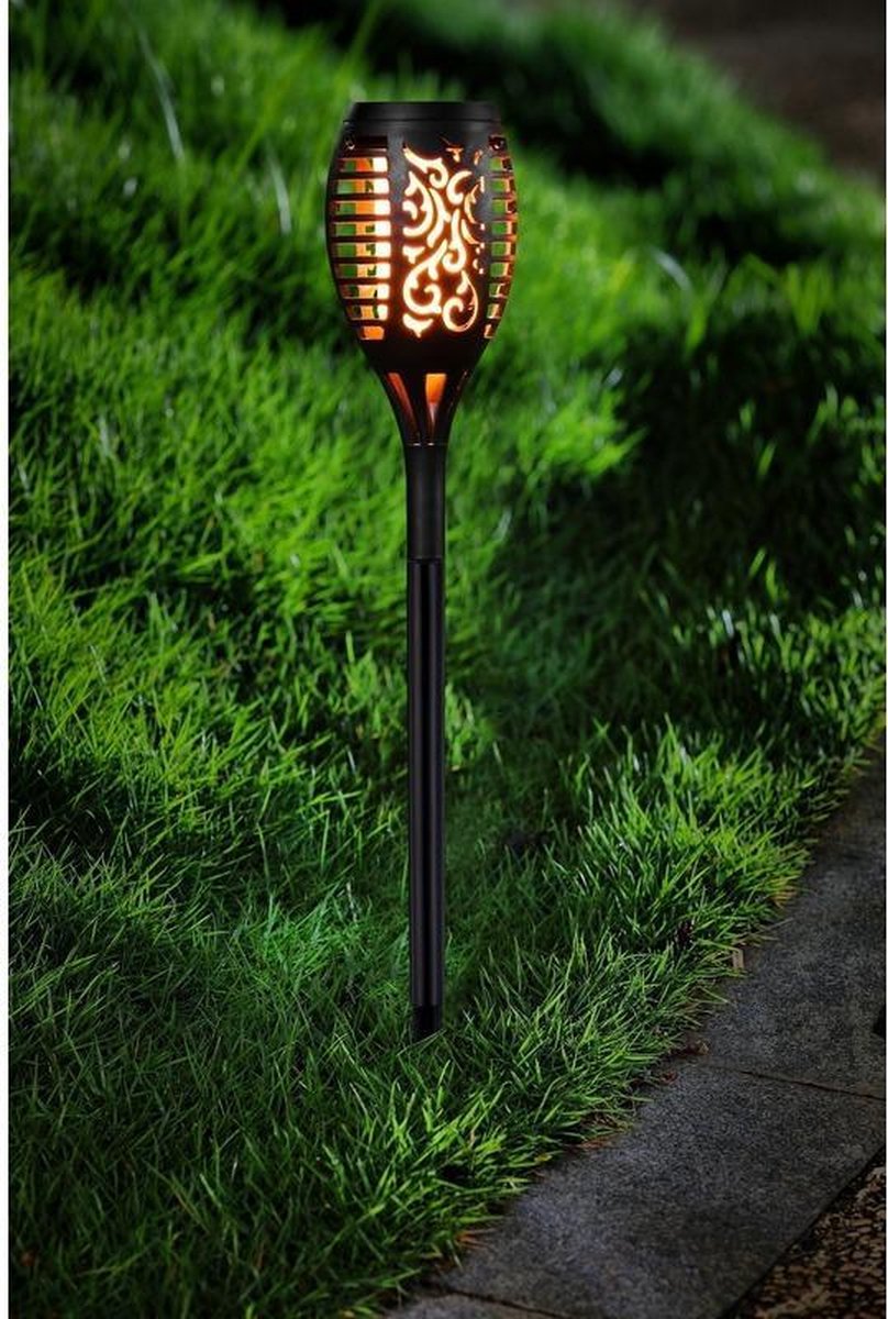Merkloos Sans marque Voordeelset van 20x stuks tuinlamp solar fakkel toorts met vlam effect 48 5 cm tuinfakkel op zonne-energie