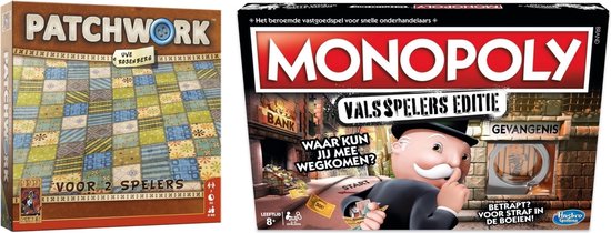 Afbeelding van het spel Spellenbundel - Bordspel - 2 Stuks - Patchwork & Monopoly Valsspelerseditie