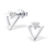 Aramat jewels ® - Zilveren oorbellen driehoek 925 zilver transparant kristal 7mm