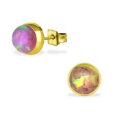 Aramat jewels ® - Zweerknopjes opaal roze chirurgisch staal goudkleurig 7mm