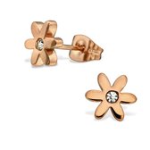 Aramat jewels ® - Oorbellen bloem zweerknopjes rosékleurig chirurgisch staal 8mm