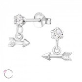 Aramat jewels ® - Zilveren swarovski elements kristal oorbellen met hanger pijltje transparant kinderen