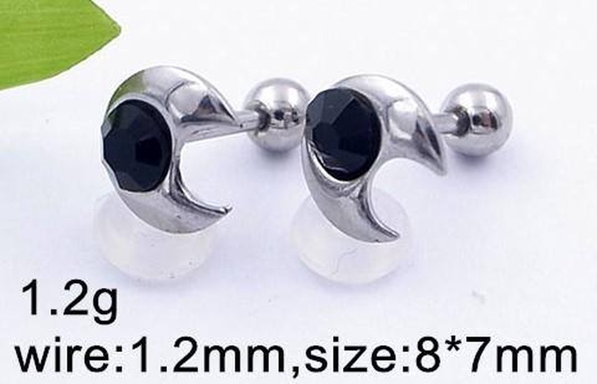 Aramat Jewels | Piercings | Maantje Helix Piercing - Roze Steen voor Tragus Piercing | | | |8mm | Staal | Volwassenen | Verkleurd niet