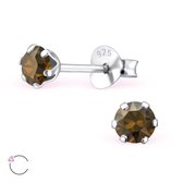 Aramat jewels ® - Kinder oorbellen rond swarovski elements kristal 925 zilver brons 4mm