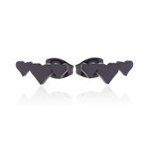 Aramat jewels ® - Oorbellen 3 hartjes zweerknopjes zwart chirurgisch staal 11mm