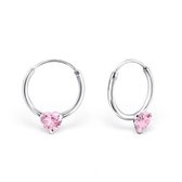 Aramat jewels ® - 925 sterling zilveren kinder oorringen met hart zirkonia roze