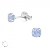 Aramat jewels ® - 925 sterling zilveren oorbellen 4mm swarovski elements kristal opaal blauw