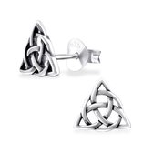 Aramat jewels ® - 925 sterling zilveren oorbellen driehoek keltisch geoxideerd 8mm
