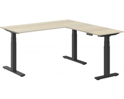 Elektrisch verstelbare zit-sta hoek opstelling Teez breed 180CM diep 160CM bladkleur Robson Eiken framekleur Wit (RAL9010) | NEN-EN527|TÜV Rheinland | Rechts
