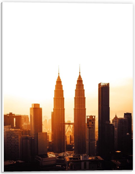 Forex - Skyline met Zonnetje - 30x40cm Foto op Forex